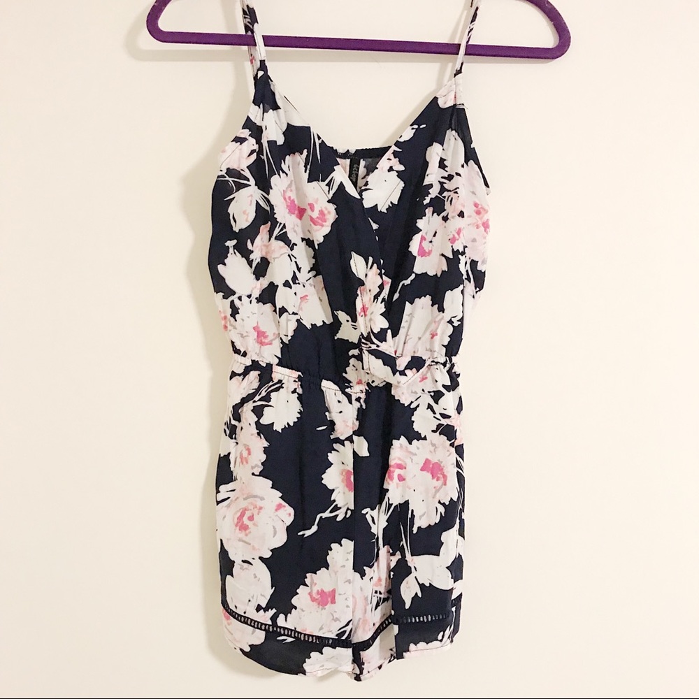 Navy flower romper
